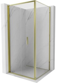 Mexen Exo, skladací sprchový kút 90 x 90 cm, číre sklo, zlatá, 816-090-090-50-00