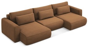 Terakotová rozkladacia/s úložným priestorom rohová pohovka (do tvaru "U") Kapua – Makamii