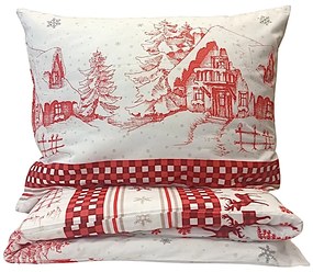 Obliečky bavlnené Vianočné obliečky Sviatočný mix biely TiaHome - 1x Vankúš 90x70cm, 1x Paplón 140x200cm