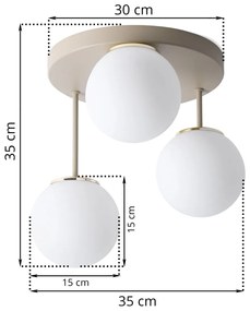 Stropné svietidlo Florence, 3x biele sklenené tienidlo, be/g