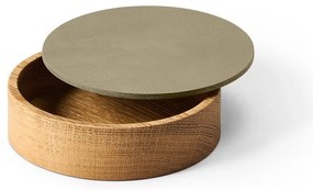 Zelený/v prírodnej farbe drevený/z eko kože úložný box s vekom/dekoratívny ø 11x3,5 cm Circle Nupo – LIND DNA