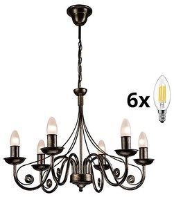 Brilagi - LED Luster na reťazi STEFANO 6xE14/40W/230V čierna patiny