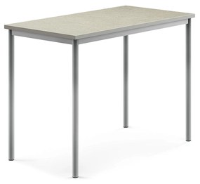 Stôl SONITUS, 1200x700x900 mm, linoleum - svetlošedá, strieborná