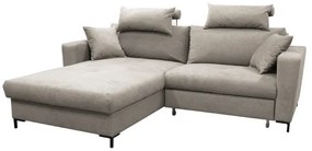 Rozkladacia rohová sedacia súprava HORTA, ľavá, sivá, s úložným priestorom v tvare L