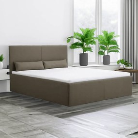 Čalúnená posteľ s úložným priestorom a matracom KARL 160 x 200 cm Hnědý