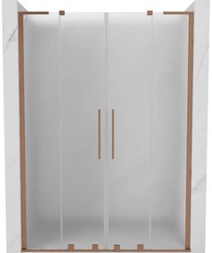 Mexen Velar L Duo, posuvné sprchové dvere do otvoru 160 cm, 8mm sklo námraza, medená matná, 871-160-003-32-65