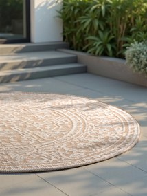 NORTHRUGS, Kusový koberec Duet Kona 106250 Beige/White kruh - na von aj na doma, 160x160 (priemer) kruh, béžová, chodba / predsieň