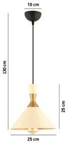 Luster na lanku MONZA 1xE27/40W/230V pr. 25 cm krémová/zlatá