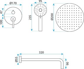 Rea Ontario, podomietková sprchová súprava s I-Box montážnym systémom, brúsená oceľ, REA-P5503
