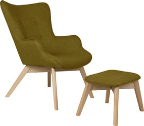 Zelené kreslo s podnožkou Niko – Ropez