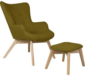 Zelené kreslo s podnožkou Niko – Ropez