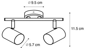 Moderné bodové svetlo čierne s dreveným sklonom 2-žiarovkové - Jeana