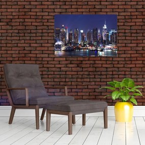 Obraz - Osvetlené New Yorské mrakodrapy (90x60 cm)