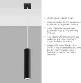 Čierne kovové závesné svietidlo Castro – Sollux