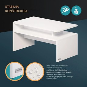InternetovaZahrada Konferenčný stolík Sacramento 92x50x47cm - biely