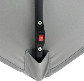 Veľký polohovateľný slnečník AVENBERG SUNNY LED 300, priemer 3M, sivá