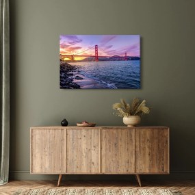 Obraz mosta pri západe slnka (90x60 cm)