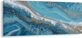 Obraz - Bledomodrý mramor so zlatom I. (120x50 cm)