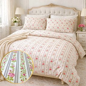 Obliečky bavlnené Village hnedé TiaHome - 1x Vankúš 90x70cm, 1x Paplón 140x200cm