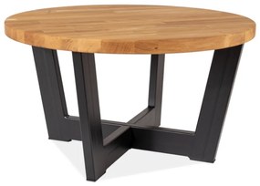 Čierny konferenčný stolík s dubovou doskou CONO B 80x80