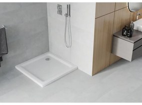 Mexen SLIM - Štvorcová sprchová vanička 100x100x5cm + chrómový sifón, biela, 40101010
