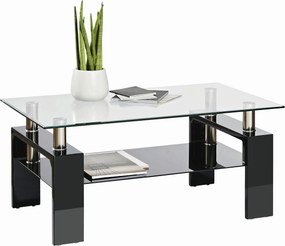 XXXLutz KONFERENČNÝ STOLÍK, čierna s vysokým leskom, kov, sklo, kompozitné drevo, 100/60/45 cm Carryhome - Stolíky do obývačky - 001125000102