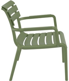 PARIS záhradné lounge kreslo s podrúčkami olive green