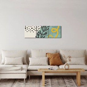 Obraz - Abstraktné listy N⁰1 (s hodinami) (90x30 cm)