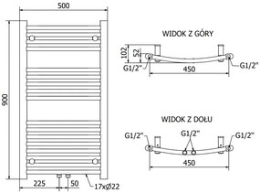 Mexen Ares, elektrické vykurovacie teleso 900 x 500 mm, 400 W, čierna, W102-0900-500-6400-70