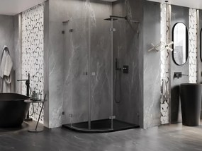 Mexen Lunar, L pravý polkruhový sprchový kút 100 x 90 cm, 8mm číre sklo, profil grafit brúsený, 833L-100P-090L-66-00