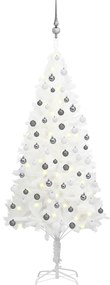 Umelý vianočný stromček s LED so súpravou gulí biely 150 cm 3077719