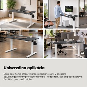 Elektrický stôl s nastaviteľnou výškou ergonomický bielo-antracitový,1200x600 mm: ARIA