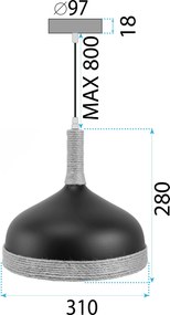 Toolight Toolight, stropné svietidlo 1xE27 APP1421-1CP, čierna-hnedá, OSW-04185