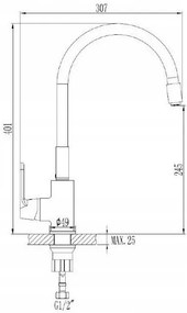 Invena Tesalia, 1-komorový granitový drez s odkvapkávačom 760x440x160 mm a kuchynskou batériou Joga Plus s flexibilným ramenom + chrómový automatický sifón, INV-AZ-01-043-SET