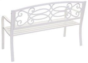 Záhradná lavička HWC-F44, 2-miestna oceľ s práškovým nástrekom - biela