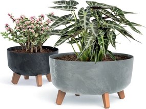 Nízky kvetináč GRACIE EFFECT antracitový