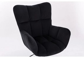 LuxuryForm DESIGN Kreslo AURORA VELUR na strieborné podstave s kolieskami - čierne