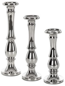 KERAMICKÝ SVIETNIK JOLY 11X11X39 CM STRIEBORNÁ