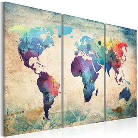 Obraz - Rainbow Map (triptych) Veľkosť: 120x80, Verzia: Premium Print