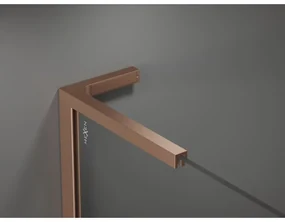 Mexen Velar L Duo, posuvné sprchové dvere do otvoru 140 cm, 8mm šedé sklo, medená matná, 871-140-003-42-65
