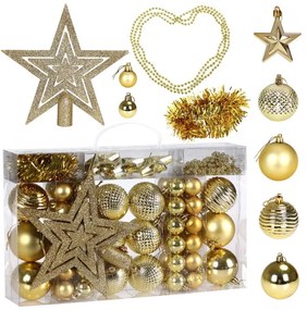 Sada vianočných závesných dekorácií ESTRELLA zlatá (66 ks)