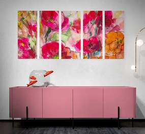 5-dielny obraz maľované kvetinové zátišie Varianta: 100x50