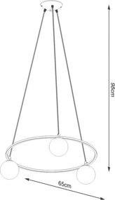 Biele/čierne závesné svietidlo so skleneným tienidlom Umerta – Sollux