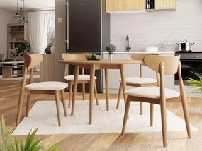 Okrúhly stôl Vidariko FI 100 so 6 stoličkami ST80 01, Dostupné poťahy: Magic Velvet 2250, farebné prevedenie stola v dreve: Prírodná, farebné prevedenie stoličky v dreve: Prírodná