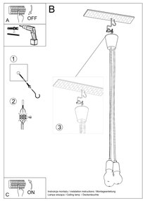 Závesné svietidlo Diego 3, biele telo svietidla