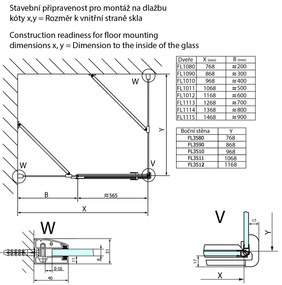 Polysan Polysan, FORTIS LINE obdĺžniková sprchová zástena 800x900 mm, L varianta, FL1080LFL3590