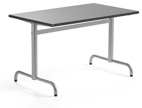 Stôl PLURAL, 1200x700x720 mm, linoleum - tmavošedá, strieborná