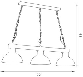 Luster na reťazi HAKON 3xE27/60W/230V svetlá