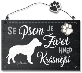 Nekupto Dekorace cedule se psem Bulteriér