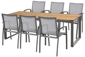 Heritage teak Torino stolová súprava antracitová 1+6
